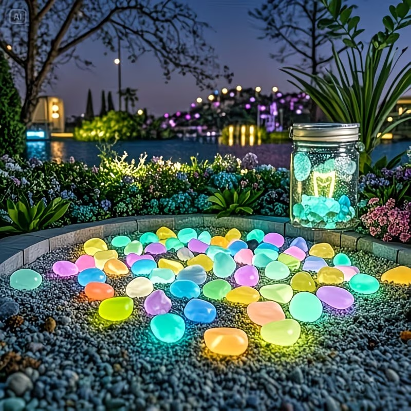 Aquarium Plants - 300PCS Luminous Pebble Set,0.9-1.5cm Resin Glow