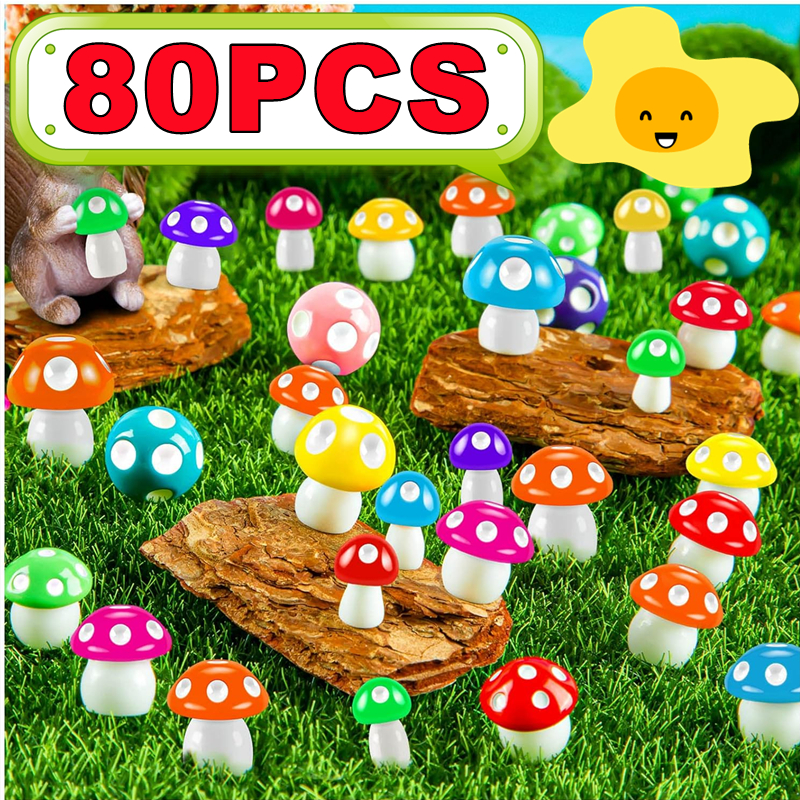 Aquarium Planting Ideas - New 10-80PCS Mini Resin Mushroom 8
