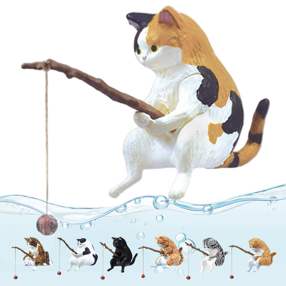 Cute Fishing Cat Figure Fish L - Aquarium Planting Ideas 评论和价格