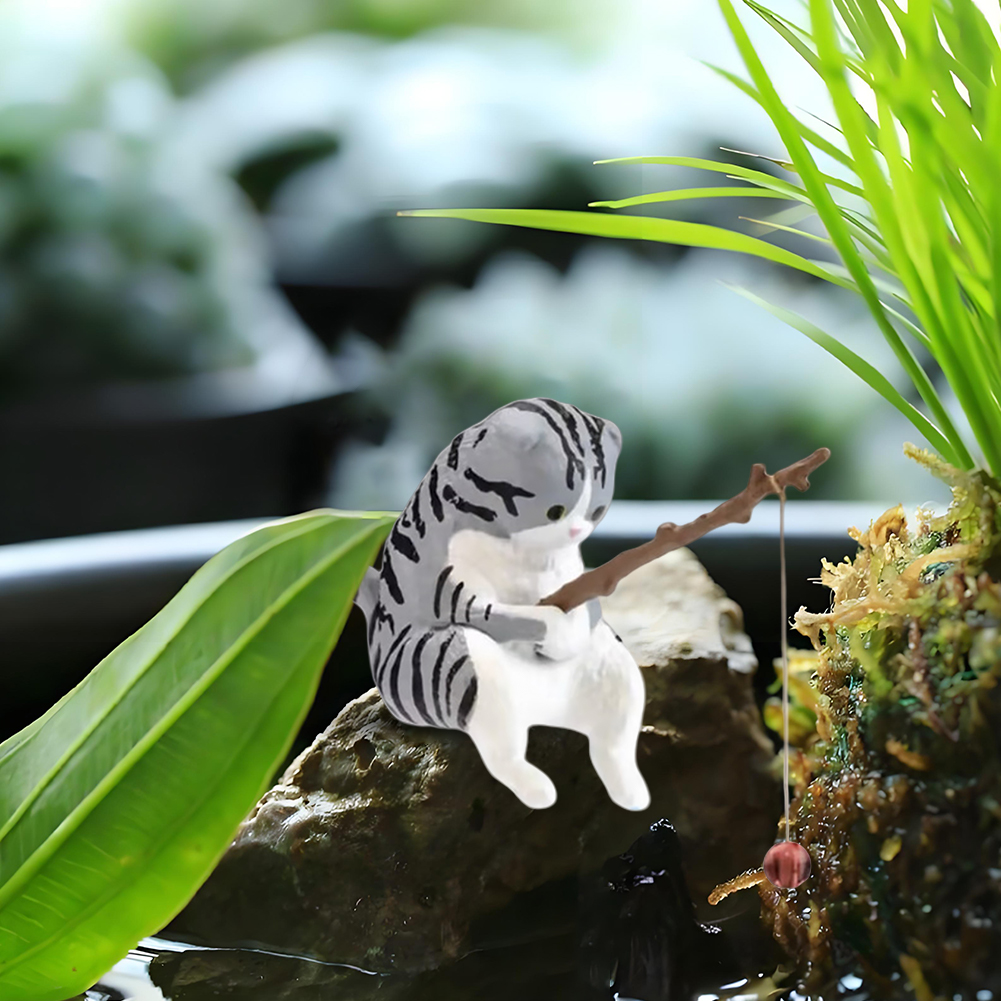 Cute Fishing Cat Figure Fish L - Aquarium Planting Ideas 评论和价格