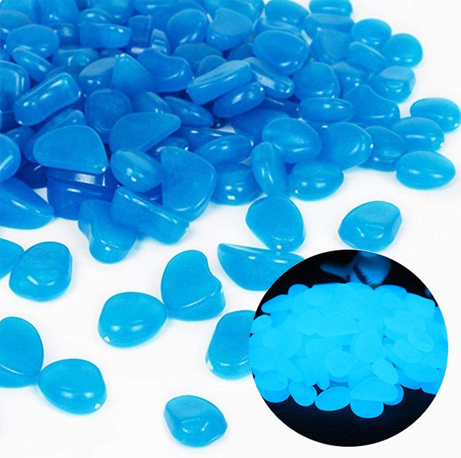 Fish Tank Rocks Glow Blue Pebb - Aquarium Plants 评论和价格