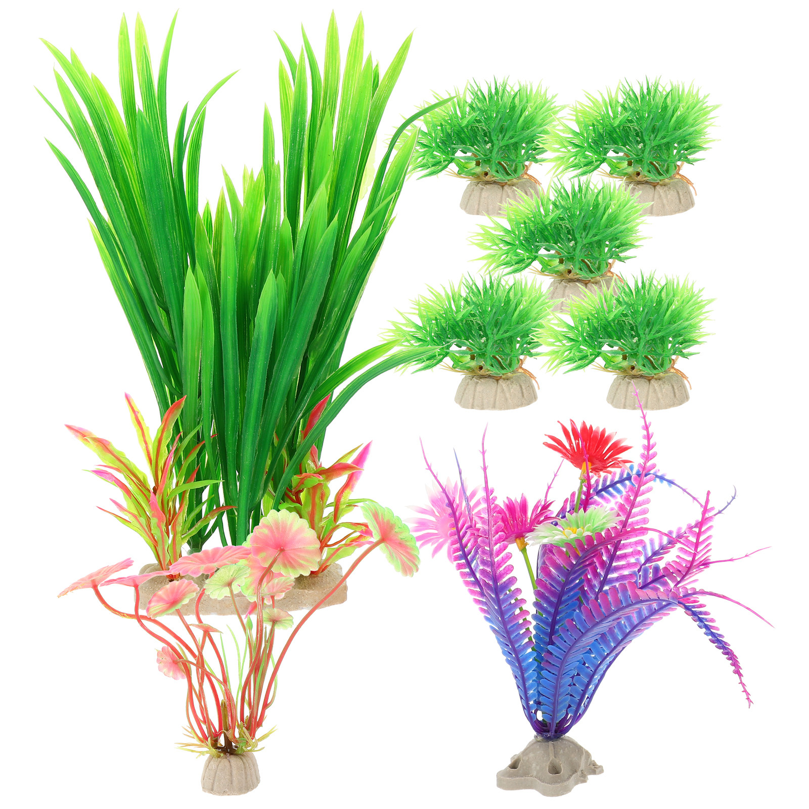 8Pcs Lifelike Plastic Aquatic  - Aquarium Planted Tank Setup 评论和价格
