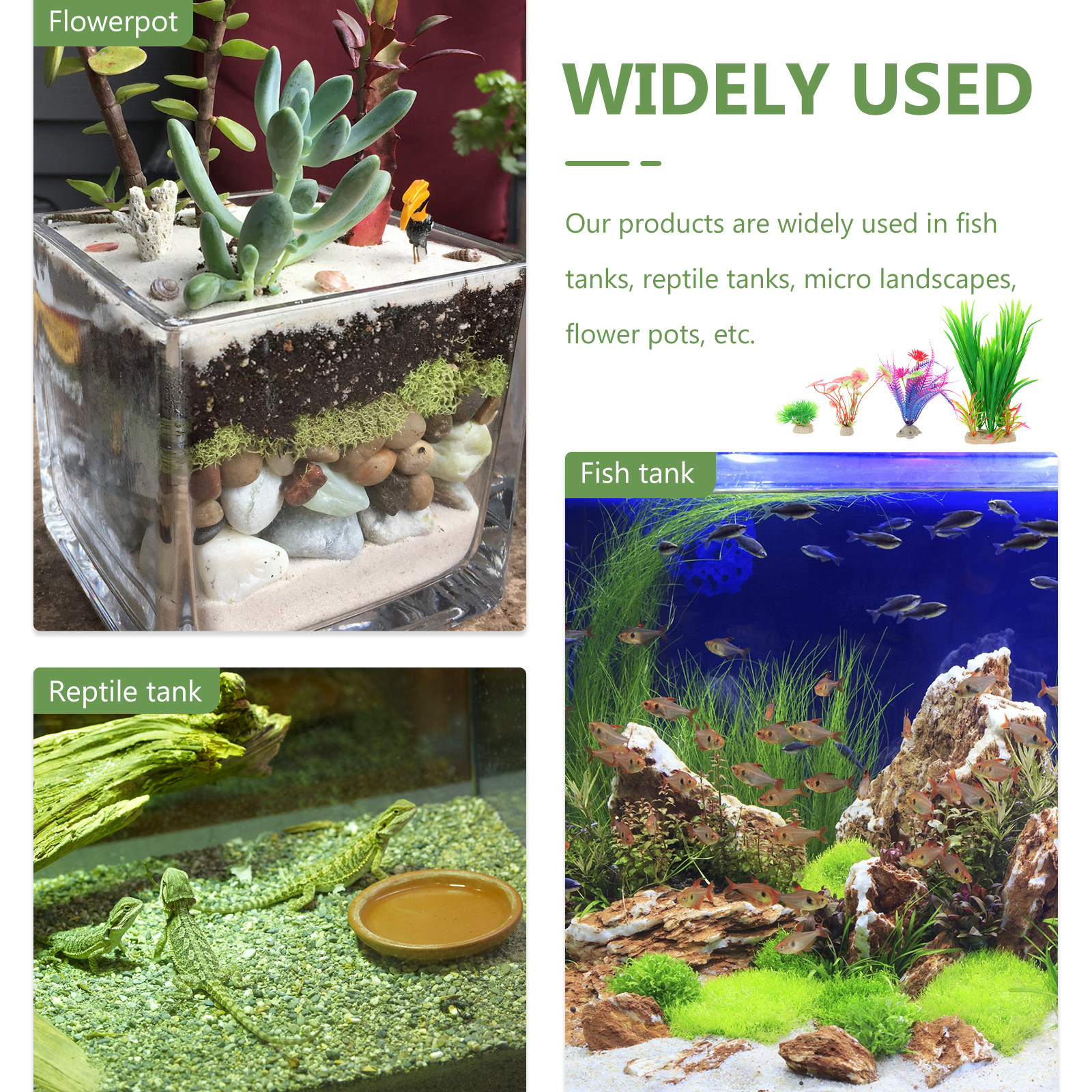 8Pcs Lifelike Plastic Aquatic  - Aquarium Planted Tank Setup 评论和价格