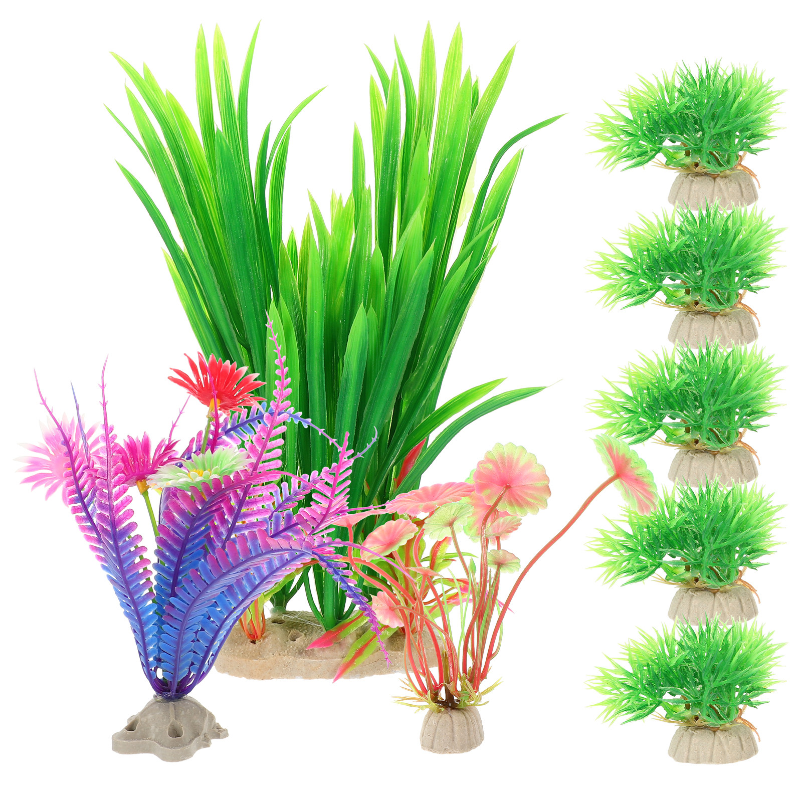 8Pcs Lifelike Plastic Aquatic  - Aquarium Planted Tank Setup 评论和价格